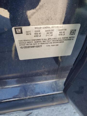 1G1ZE5STXHF102677 - 2017 CHEVROLET MALIBU LT BLUE photo 12