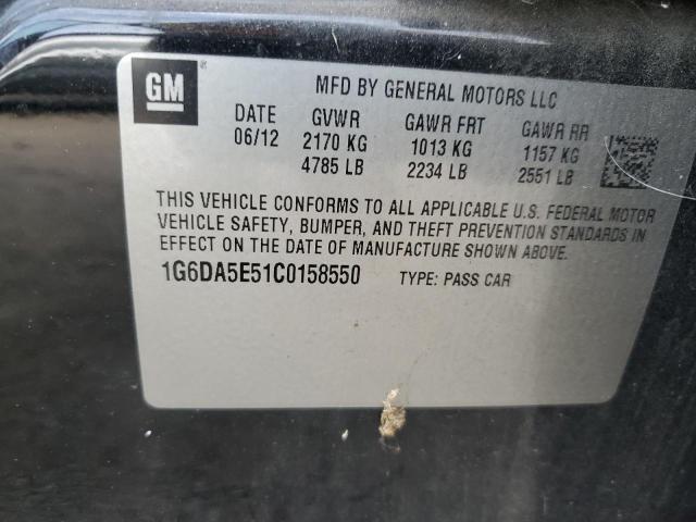 1G6DA5E51C0158550 - 2012 CADILLAC CTS BLACK photo 12