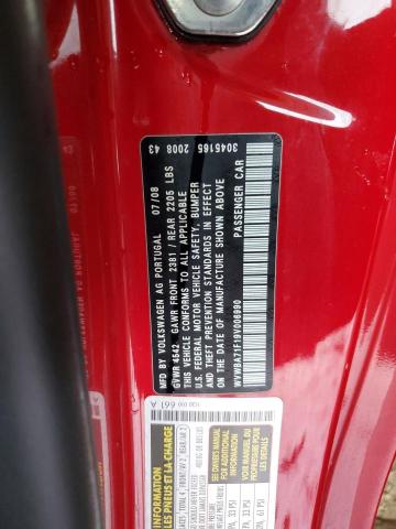 WVWBA71F19V006990 - 2009 VOLKSWAGEN EOS TURBO RED photo 13