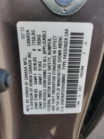 2HGFB2F57DH588842 - 2013 HONDA CIVIC LX 灰色 照片 12