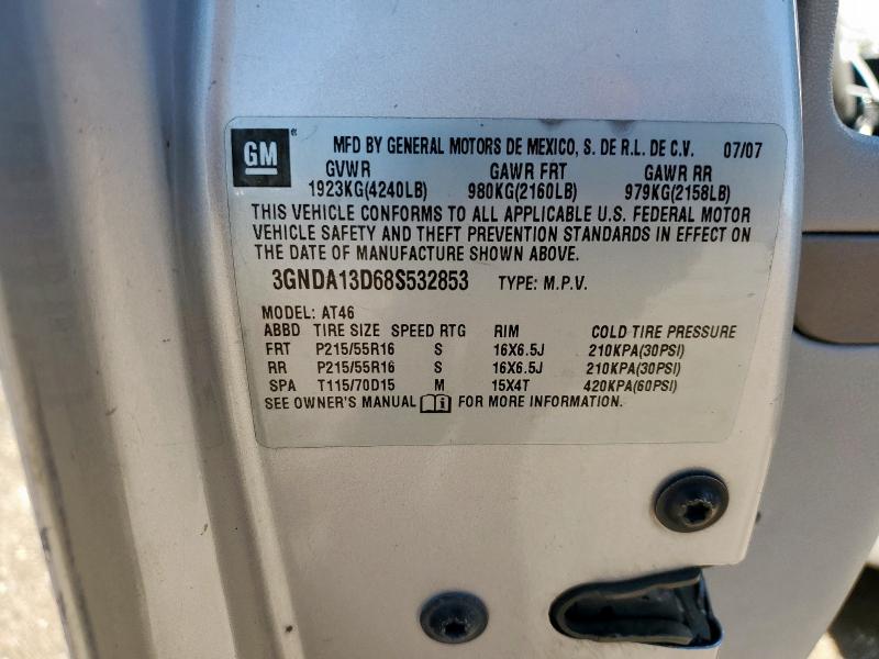 3GNDA13D68S532853 - 2008 CHEVROLET HHR LS SILVER photo 12