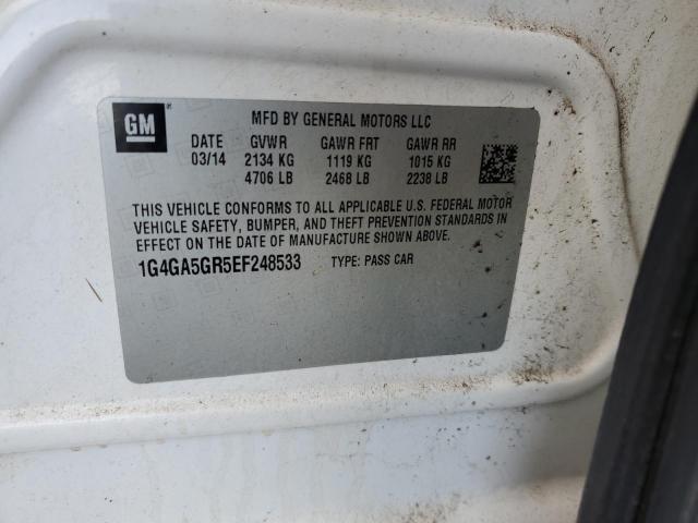 1G4GA5GR5EF248533 - 2014 BUICK LACROSSE WHITE photo 12