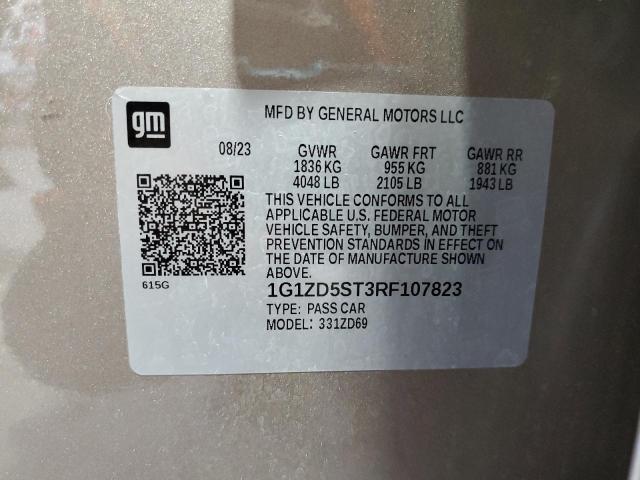 1G1ZD5ST3RF107823 - 2024 CHEVROLET MALIBU LT TAN photo 12