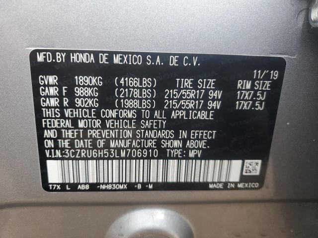 3CZRU6H53LM706910 - 2020 HONDA HR-V EX SILVER photo 13