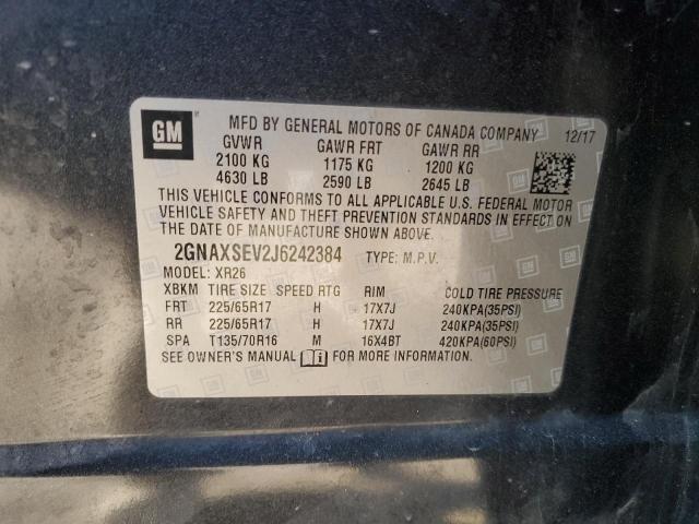 2GNAXSEV2J6242384 - 2018 CHEVROLET EQUINOX LT შავი ფოტო 13