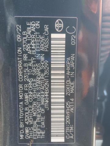 JTNKHMBX2N1135299 - 2022 TOYOTA C-HR XLE BLACK photo 12