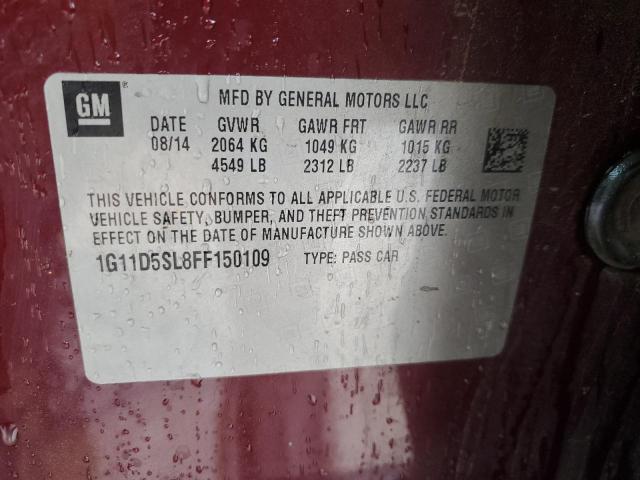 1G11D5SL8FF150109 - 2015 CHEVROLET MALIBU 2LT BURGUNDY photo 12