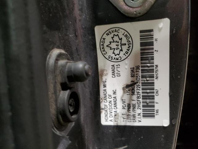 2HGFB2F72FH051736 - 2015 HONDA CIVIC SE 灰色 照片 12