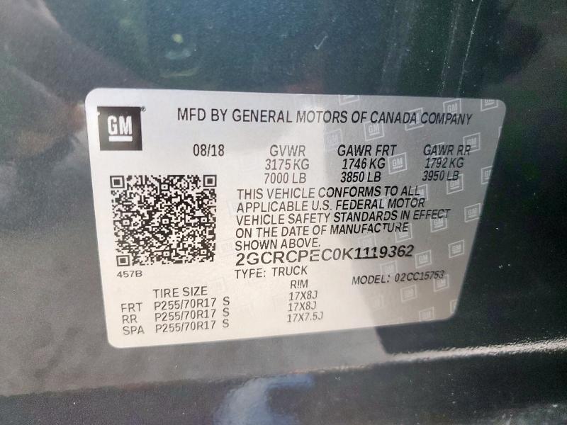 2GCRCPEC0K1119362 - 2019 CHEVROLET SILVERADO C1500 LT Grafit fotoğraf 13