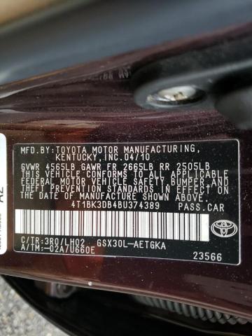 4T1BK3DB4BU374389 - 2011 TOYOTA AVALON BASE Бордовий фото 12