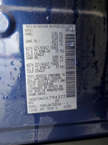 5N1AT2MV2JC794377 - 2018 NISSAN ROGUE S Niebieski zdjęcie 13