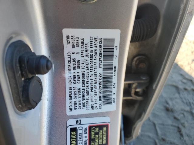 JHMFA36249S013951 - 2009 HONDA CIVIC HYBRID Gümüş foto 13