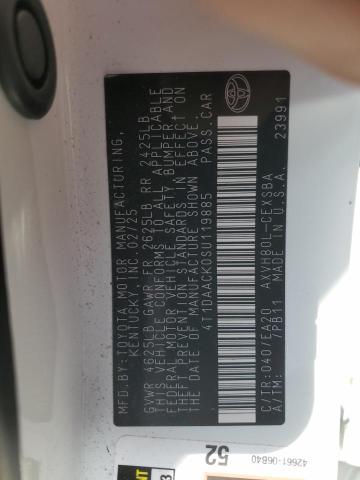 4T1DAACK0SU119885 - 2025 TOYOTA CAMRY XSE WHITE photo 12