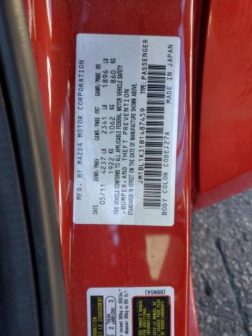 JM1BL1K31B1487459 - 2011 MAZDA SPEED 3 MAROON photo 12