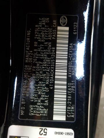 4T1DAACKXSU512048 - 2025 TOYOTA CAMRY XSE BLACK photo 12