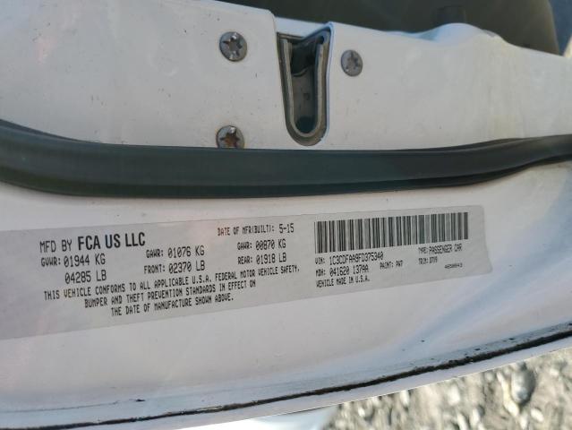 1C3CDFAA9FD375340 - 2015 DODGE DART SE WHITE photo 12