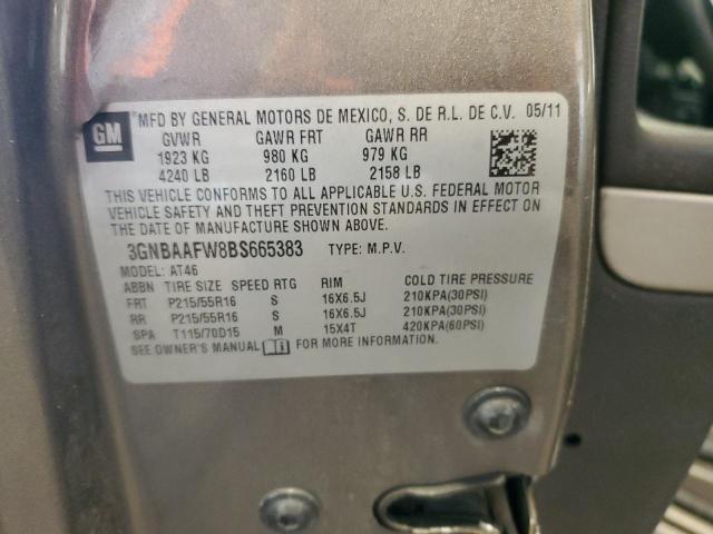 3GNBAAFW8BS665383 - 2011 CHEVROLET HHR LS GRAY photo 13