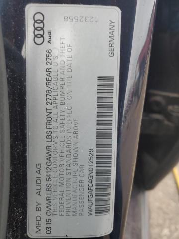 WAUFGAFC4GN012529 - 2016 AUDI A6 PREMIUM PLUS BLUE photo 12