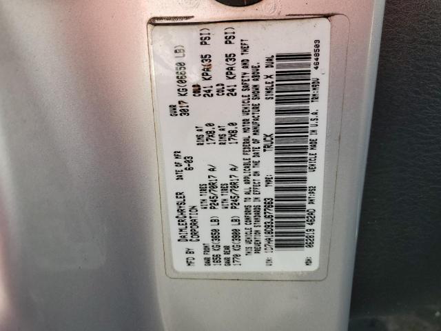 1D7HA18D93J677663 - 2003 DODGE RAM 1500 ST SILVER photo 12