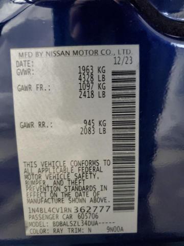 1N4BL4CV1RN362777 - 2024 NISSAN ALTIMA SR BLUE photo 13