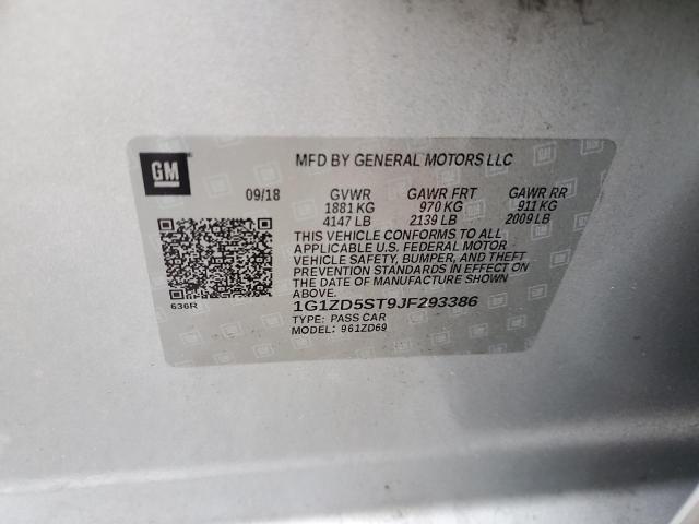 1G1ZD5ST9JF293386 - 2018 CHEVROLET MALIBU LT ვერცხლისფერი ფოტო 13