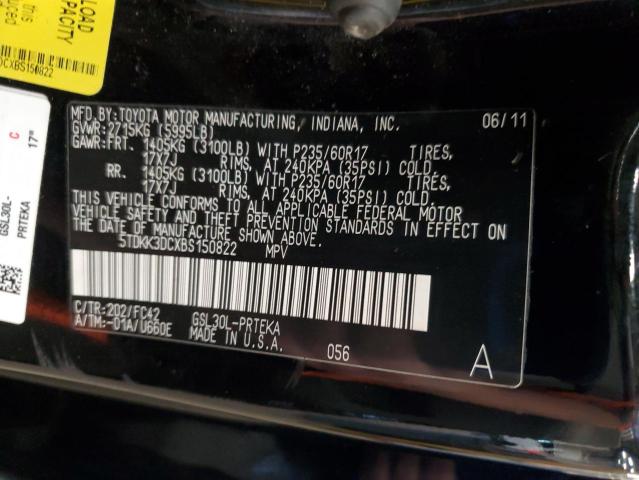 5TDKK3DCXBS150822 - 2011 TOYOTA SIENNA LE BLACK photo 14
