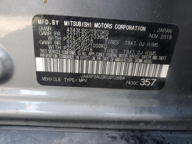 JA4AP3AU3KU012684 - 2019 MITSUBISHI OUTLANDER ES Boz foto 13