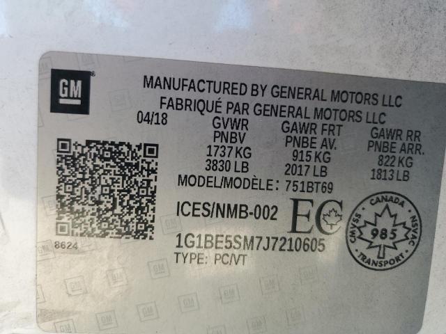 1G1BE5SM7J7210605 - 2018 CHEVROLET CRUZE LT WHITE photo 12