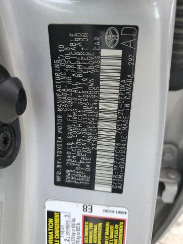 2T1BU4EE7AC414795 - 2010 TOYOTA COROLLA BASE SILVER photo 12