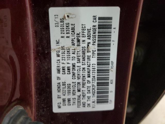 1HGCR2F72DA135873 - 2013 HONDA ACCORD EX BURGUNDY photo 12