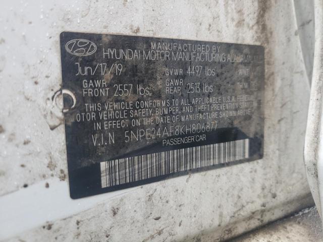 5NPE24AF8KH806877 - 2019 HYUNDAI SONATA SE თეთრი ფოტო 12