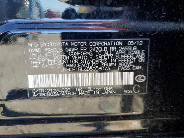 JTHCE1BL6D5008073 - 2013 LEXUS GS 350 BLACK photo 12