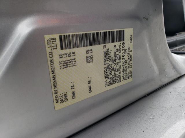 1N4AA6AV1KC361209 - 2019 NISSAN MAXIMA S Silber Foto 13