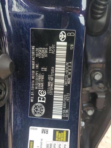 5YFBPMBE7MP175054 - 2021 TOYOTA COROLLA LE BLUE photo 13