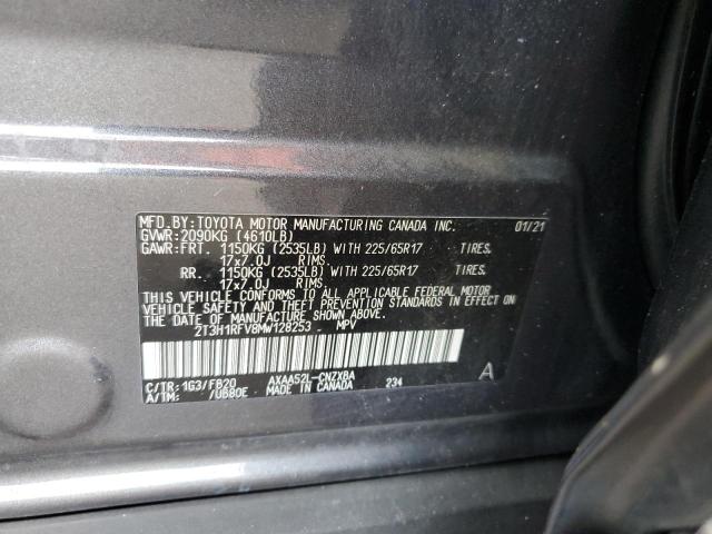 2T3H1RFV8MW128253 - 2021 TOYOTA RAV4 LE 灰色 照片 12