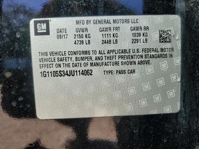 1G1105S34JU114062 - 2018 CHEVROLET IMPALA LT BLACK photo 13