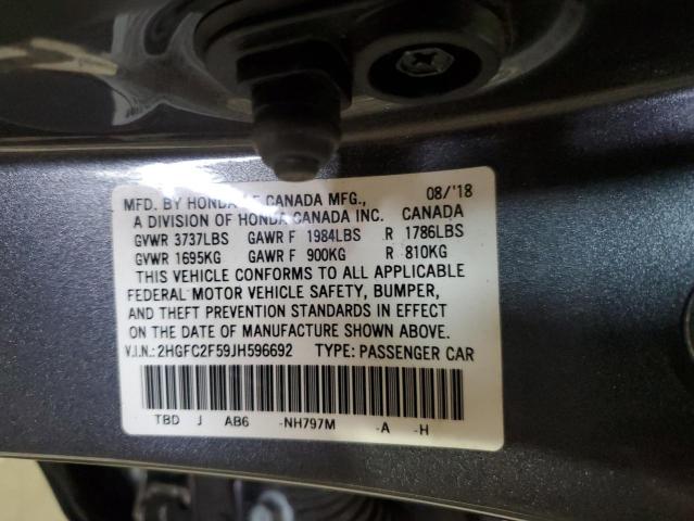 2HGFC2F59JH596692 - 2018 HONDA CIVIC LX 灰色 照片 13