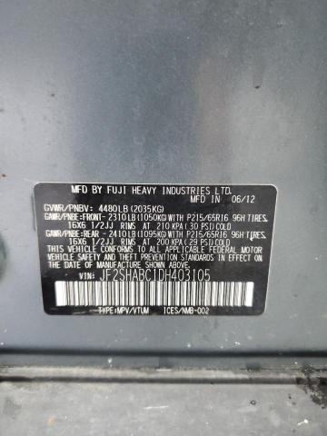 JF2SHABC1DH403105 - 2013 SUBARU FORESTER 2.5X TEAL photo 14