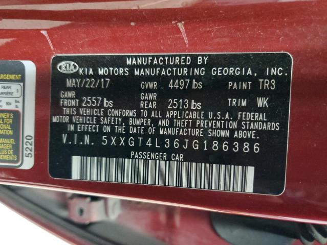 5XXGT4L36JG186386 - 2018 KIA OPTIMA LX 红色 照片 13