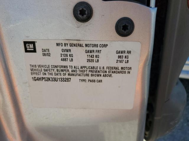 1G4HP52K33U133287 - 2003 BUICK LESABRE CUSTOM ვერცხლისფერი ფოტო 12