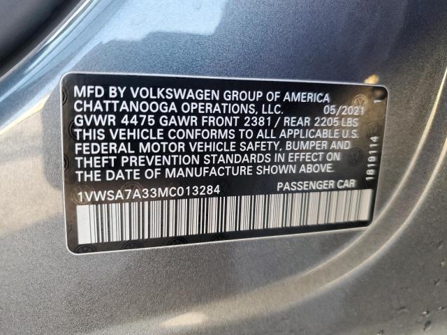 1VWSA7A33MC013284 - 2021 VOLKSWAGEN PASSAT SE GRAY photo 13