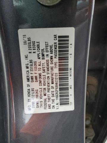 1HGCR2F8XHA032120 - 2017 HONDA ACCORD EXL CHARCOAL photo 12