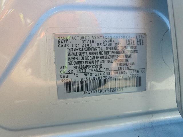 3N1AB7AP0KY228109 - 2019 NISSAN SENTRA S SILVER photo 12