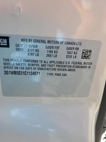 2G1WB5E31C1134571 - 2012 CHEVROLET IMPALA LT BEIGE photo 12