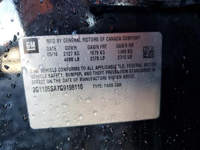 2G1105SA7G9198110 - 2016 CHEVROLET IMPALA LT BLACK photo 13