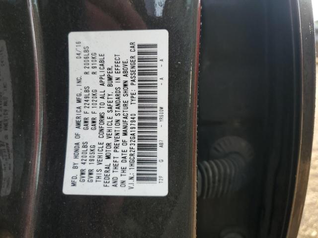 1HGCR2F32GA197940 - 2016 HONDA ACCORD LX BROWN photo 12