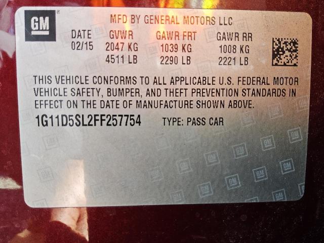 1G11D5SL2FF257754 - 2015 CHEVROLET MALIBU 2LT RED photo 12