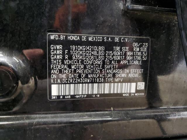3CZRZ2H30RM711838 - 2024 HONDA HR-V LX BLACK photo 13