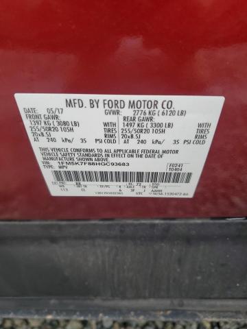 1FM5K7F88HGC93683 - 2017 FORD EXPLORER LIMITED Қызыл фото 12