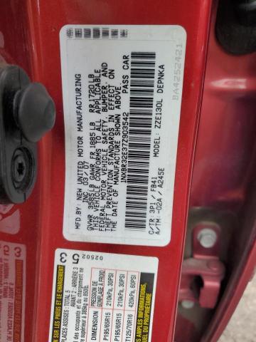 1NXBR32E37Z903542 - 2007 TOYOTA COROLLA CE MAROON photo 12